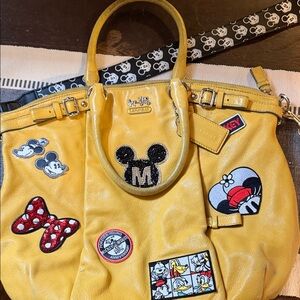 Coach Yellow Disney Mickey Mouse Patch Tote